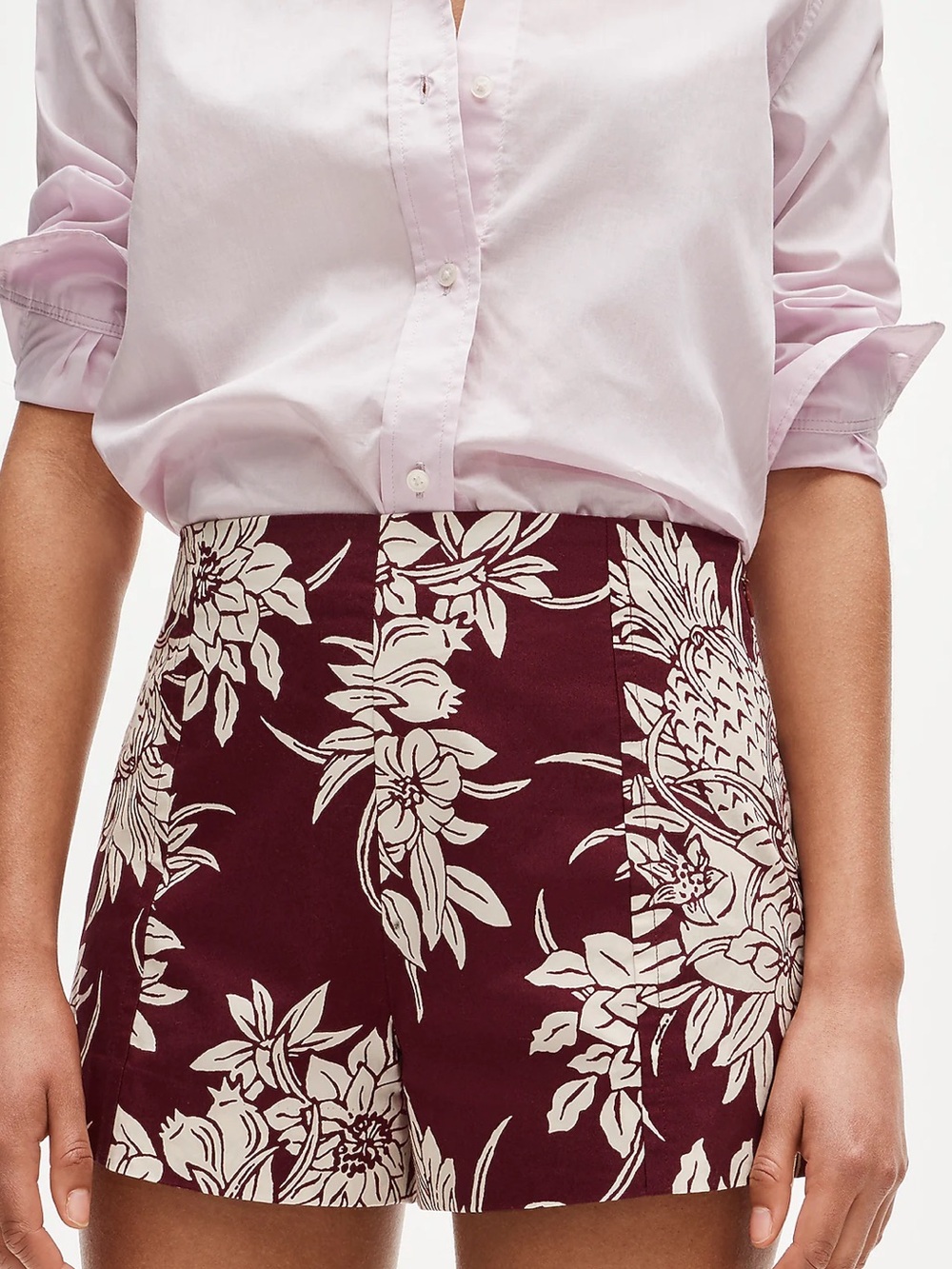 J. Crew RETAIL Tap Shorts in Pineapple Garden Print Cotton Poplin